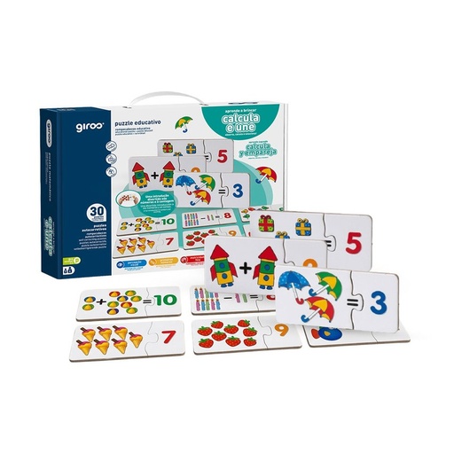 PUZZLE EDUCATIVO CALCULA Y UNE 30 PIEZAS GIROS PLAY