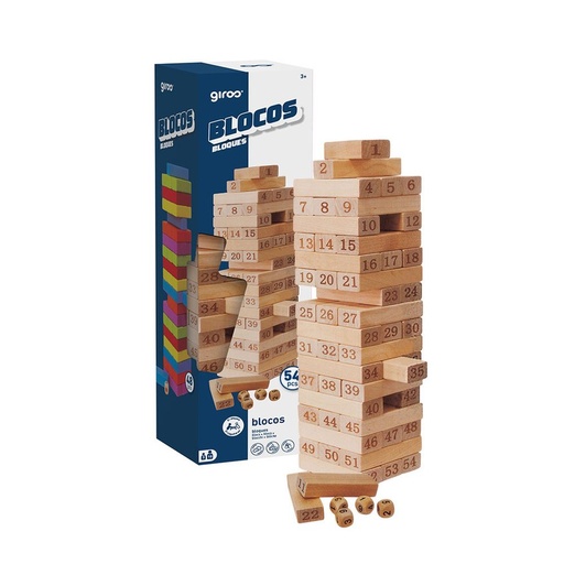 JUEGO DE BLOQUES DE MADERA NUMERADOS 54 PIEZAS GIROS PLAY