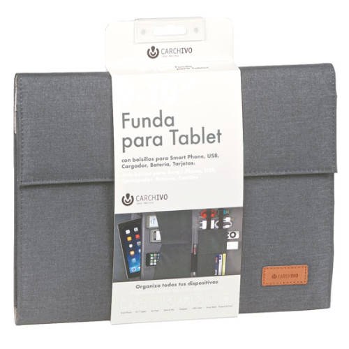 [23210007] FUNDA TABLET VENTURE 10.1 BOLSILLO Y SOLAPA  GRIS CARCHIVO 23210007