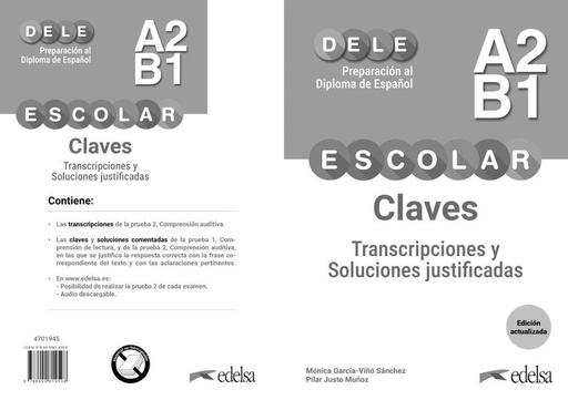 PREPARACION AL DELE ESCOLAR A2/B1. LIBRO DE CLAVES. EDICION ACTUALIZADA