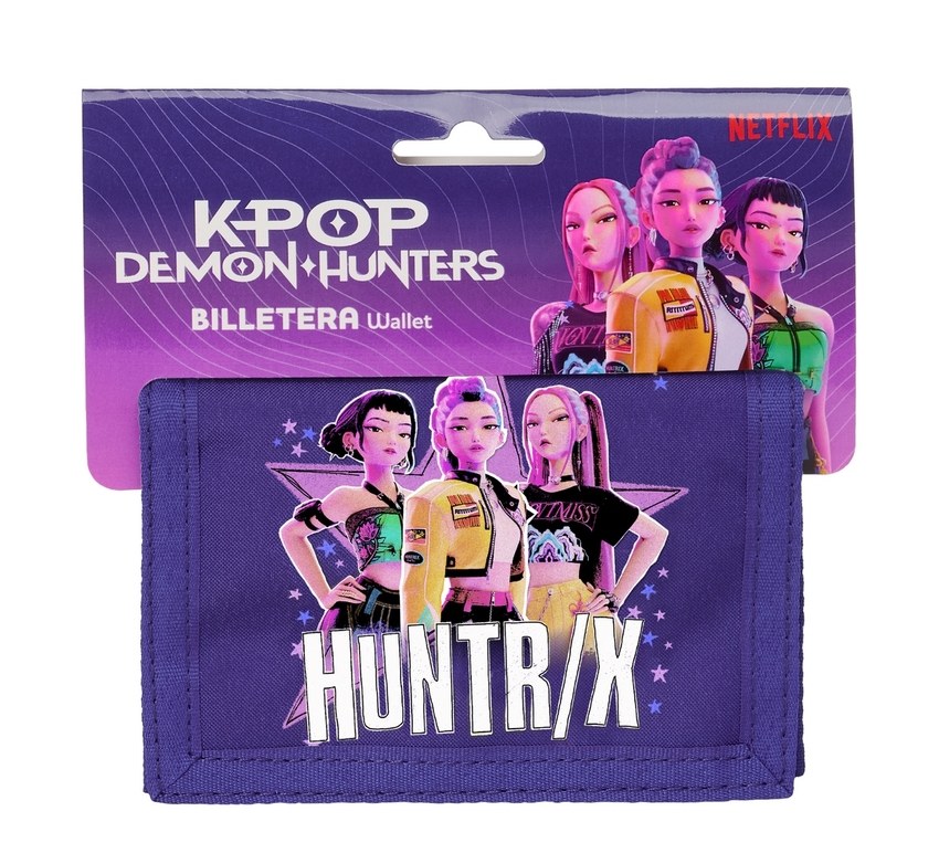 BILLETERA CON CABECERA K-POP Demon Hunters FIGHTERS 12,5x9,5x1cm
