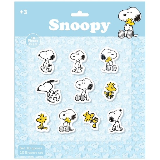 SET 10 GOMAS DE BORRAR SNOOPY 25x30cm