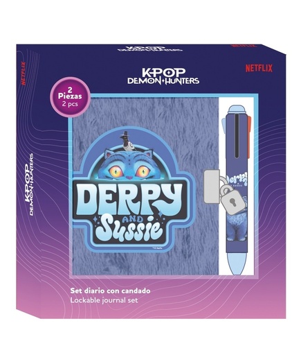 SET DIARIO CON CANDADO K-POP DEMON HUNTERS DERPY 14,5x20,5x2,2cm