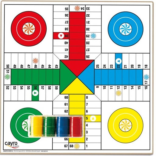 TABLERO PARCHIS-OCA CON ACCESORIOS 33X33 CM