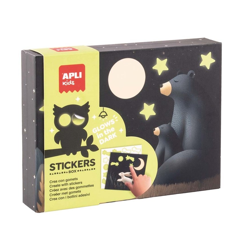 CAJA DE STICKERS BRILLO EN LA OSCURIDAD OSO