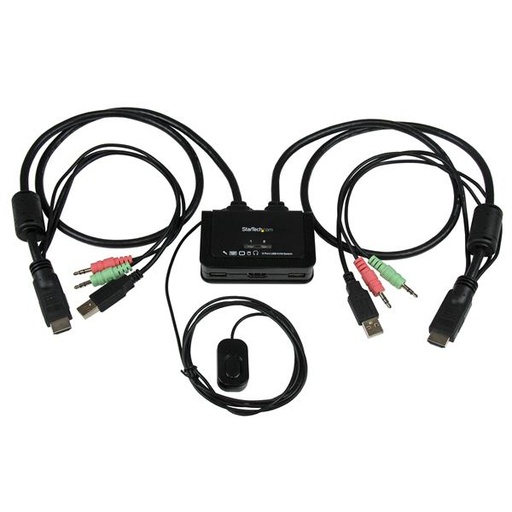 [SV211HDUA] Conmutador Switch KVM 2 puertos HDMI USB Audio con Cables Integrados - 1080p