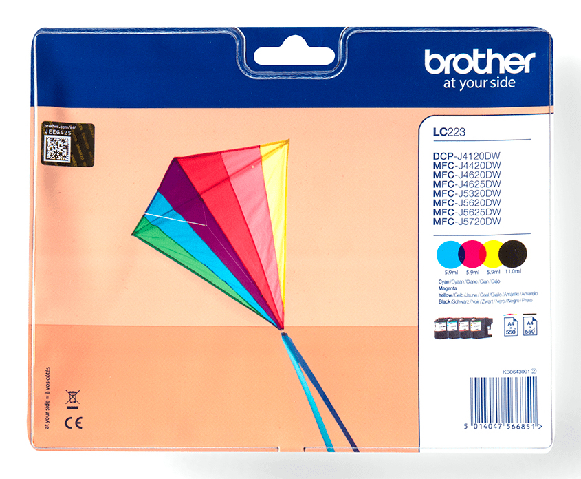 PACK 4 CARTUCHO TINTA ORIGINAL BROTHER LC223VALBP BCMY