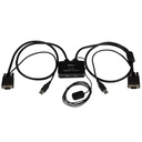 Switch Conmutador KVM de Cable con 2 Puertos VGA USB Alimentado por USB con Interruptor Remoto