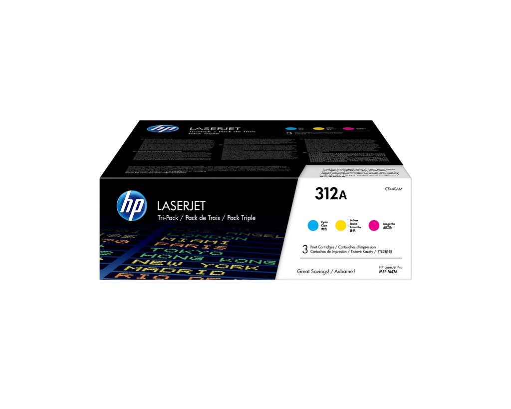 Cartucho de tóner Tri-Pack 312A cian para LaserJet