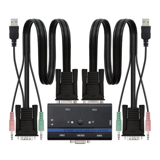 [10.12.0001] KVM SWITCH VGA USB 1U-2PC+CABLE
