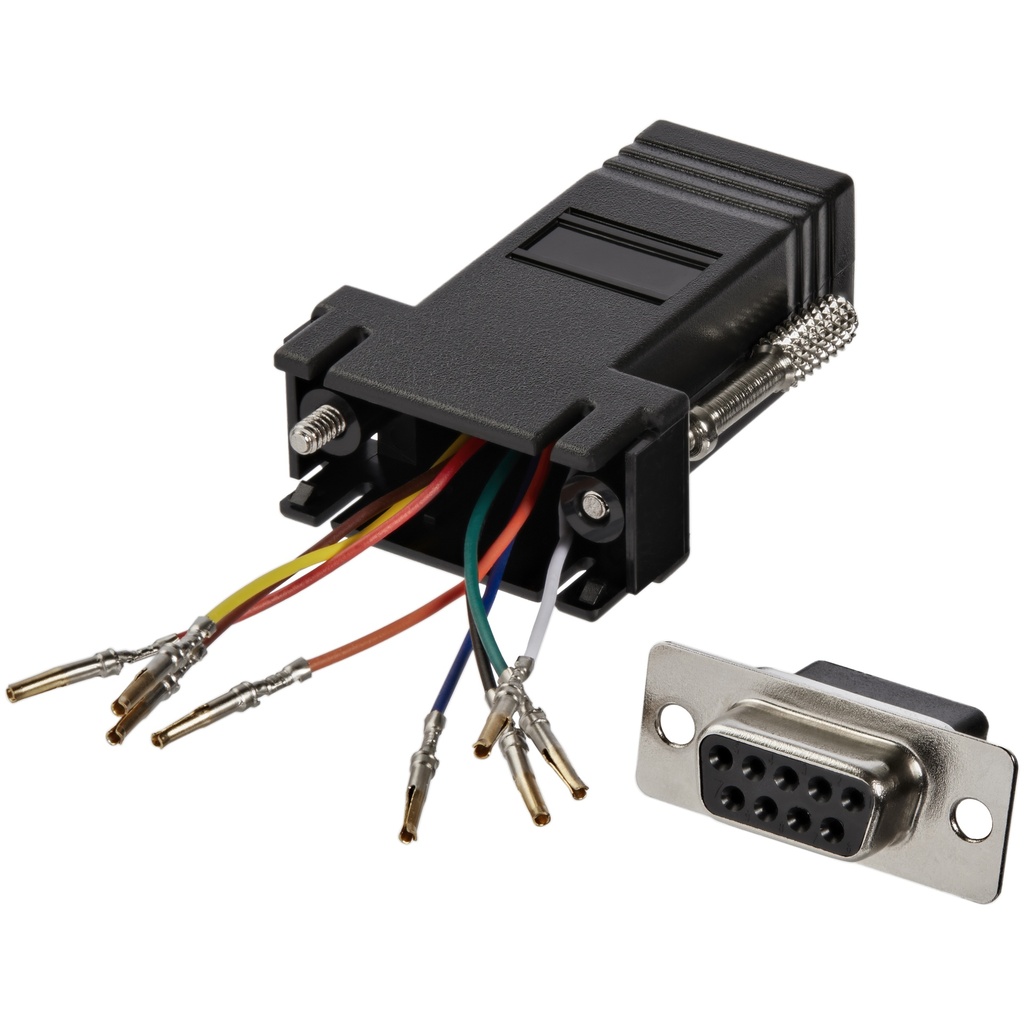 Adaptador Conversor Modular DB9 Serie a RJ45 Hembra a Hembra