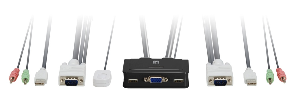KVM de 2 puertos, VGA, USB, Audio