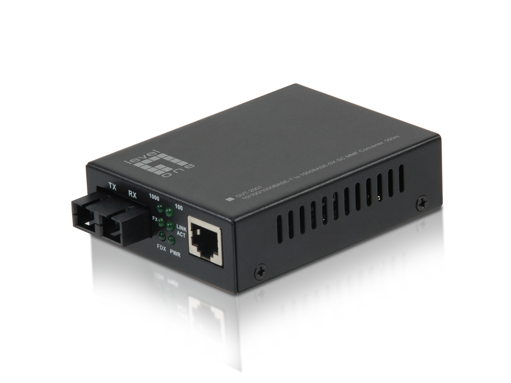 GVT-2001 convertidor de medio 1000 Mbit/s 850 nm Multimodo Negro