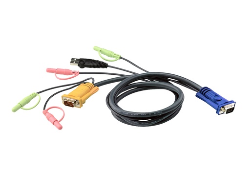 [2L-5302U] Cable KVM USB con audio y SPHD 3 en 1 de 1,8 m