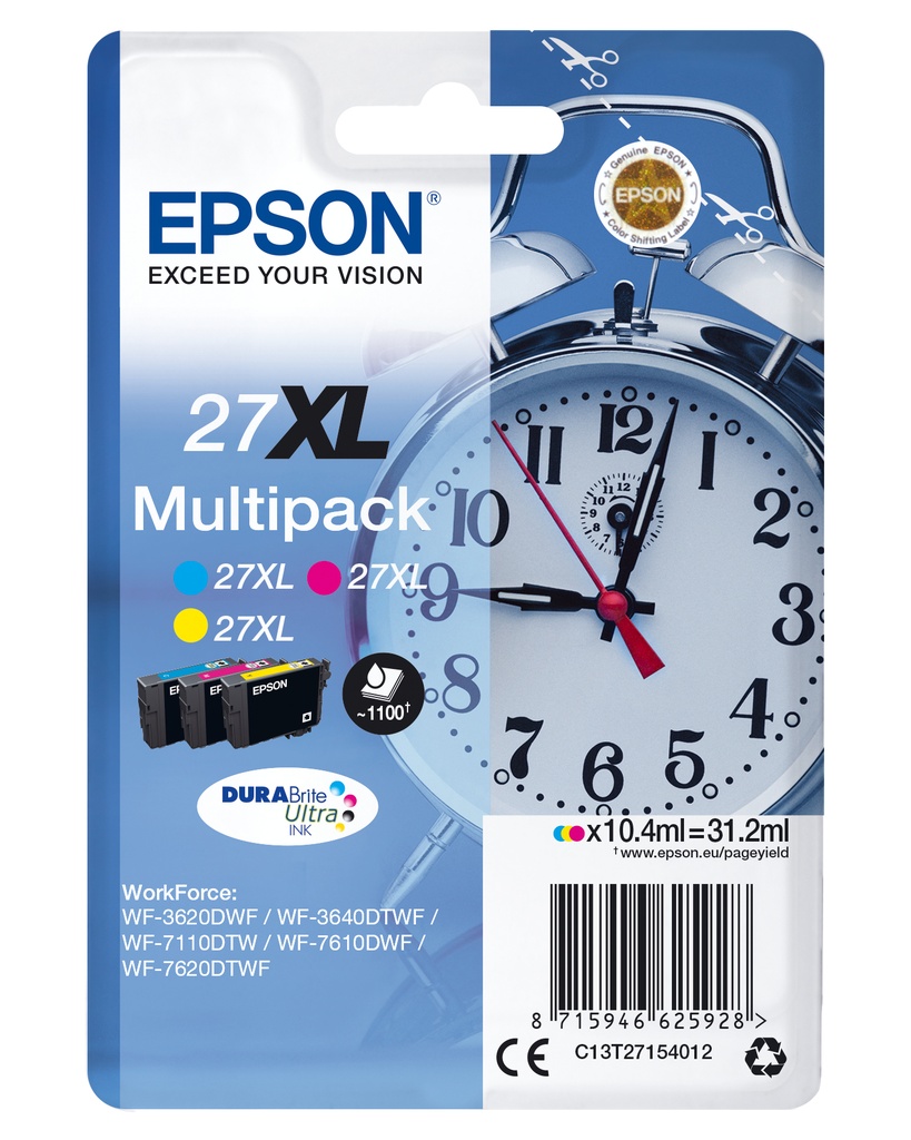 Alarm clock Multipack 3-colour 27XL DURABrite Ultra Ink
