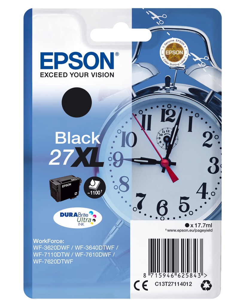 Alarm clock Singlepack Black 27XL DURABrite Ultra Ink