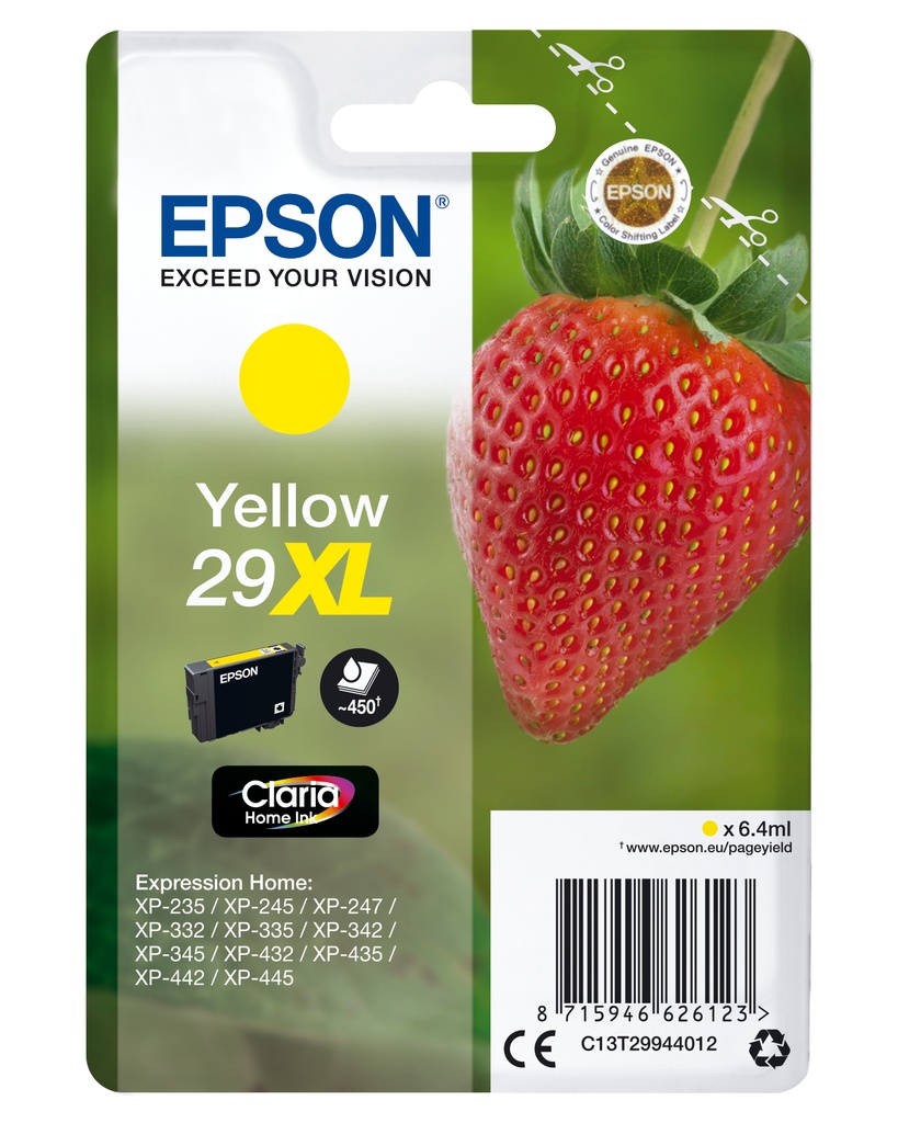 Strawberry Singlepack Yellow 29XL Claria Home Ink