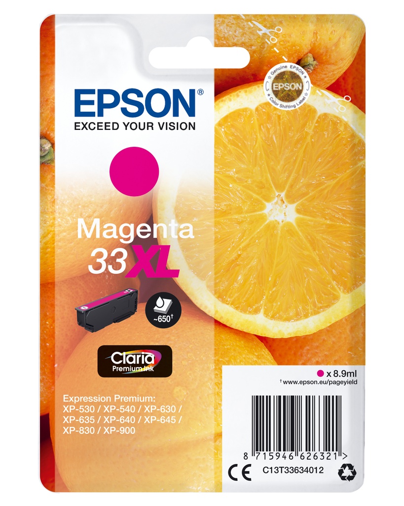Oranges Singlepack Magenta 33XL Claria Premium Ink