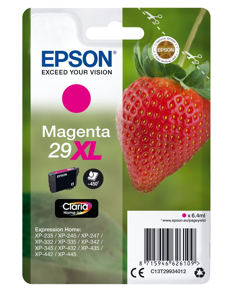 Strawberry Singlepack Magenta 29XL Claria Home Ink