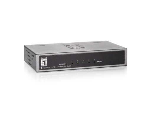 [FEU-0511] Switch Fast Ethernet de 5 puertos, 1 Port SC Multi-Mode Fiber, 2km