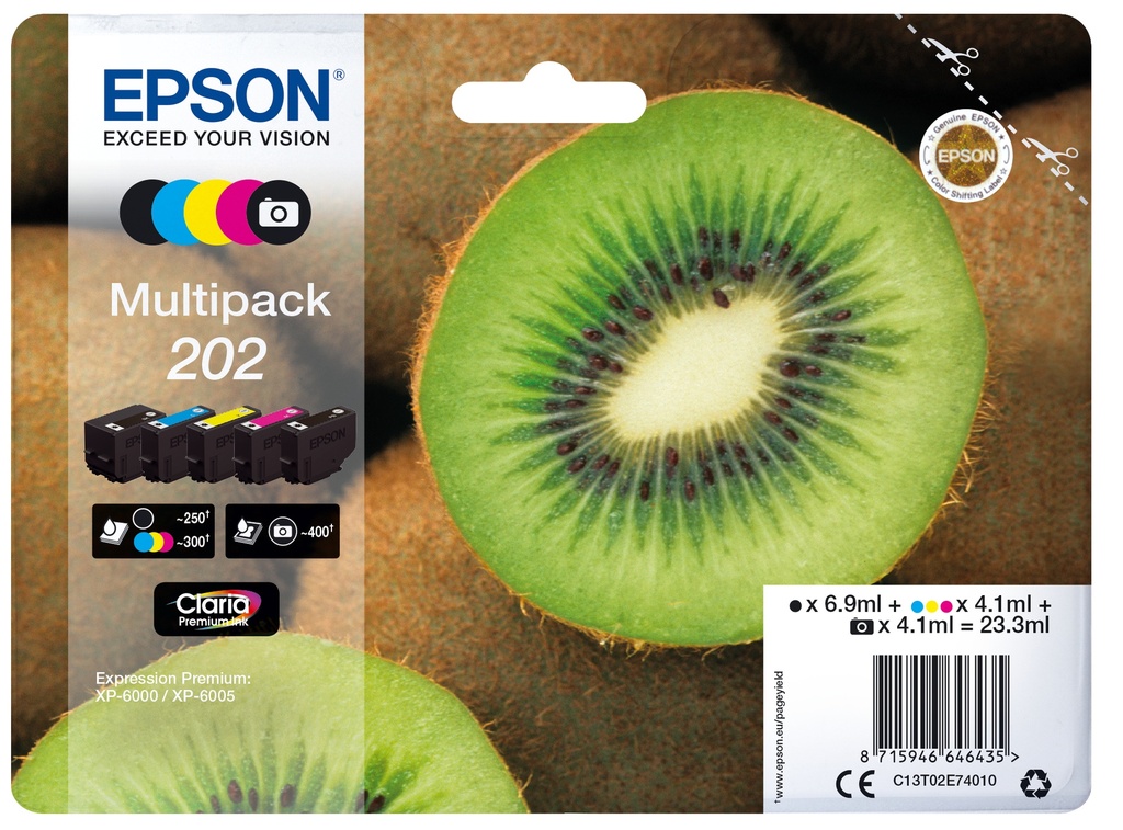 Kiwi Multipack 5-colours 202 Claria Premium Ink