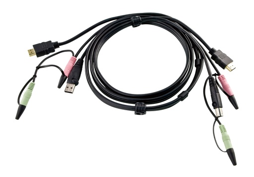 [2L-7D02UH] Cable KVM HDMI USB con audio de 1,8 m
