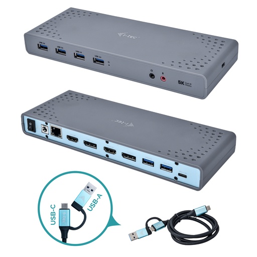 [CADUAL4KDOCK] USB 3.0 / USB-C / Thunderbolt 3 Dual Display Docking Station