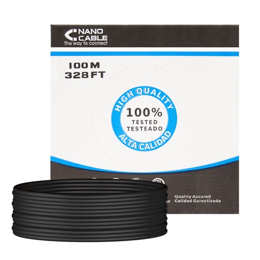 [10.20.0302-EXT-BK] Cable Red RJ45 Cat.5e UTP Rigido AWG24 Exterior, 100 M