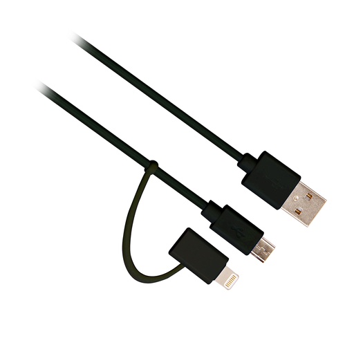 [EW9909] EW9909 cable USB 1 m USB 2.0 USB A Micro-USB B/Lightning Negro