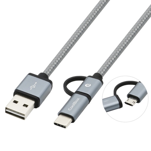 [COO-CAB-U2MC-GR] COO-CAB-U2MC-GR cable USB USB 2.0 1 m USB A USB C/Micro-USB B Gris