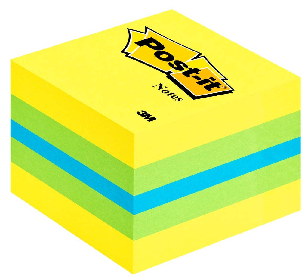 Post-it 2051L nota autoadhesiva Plaza Azul, Verde, Turquesa, Amarillo 400 hojas Autoadhesivo