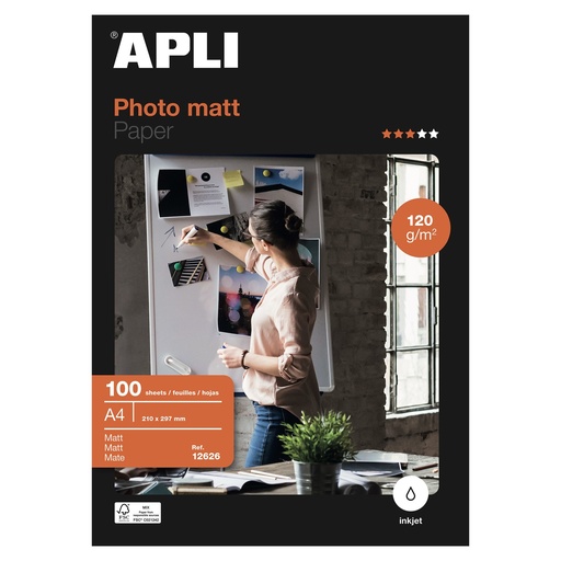 [12626] PAQUETE A4 100H 120G PAPEL FOTOGRAFICO INKJET MATE