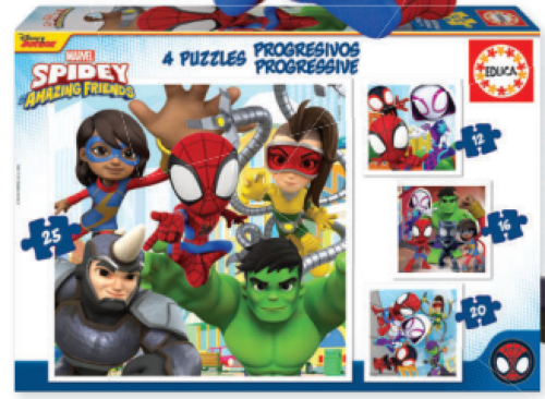 SPIDEY &amp;HIS AMAZING FRIENDS PUZZLE PROGRESIVO 12 16 20 25