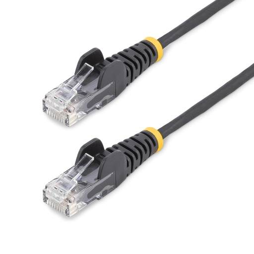 [N6PAT200CMBKS] Cable Cat6 de 2m - Delgado - con Conectores RJ45 sin Enganches - Negro