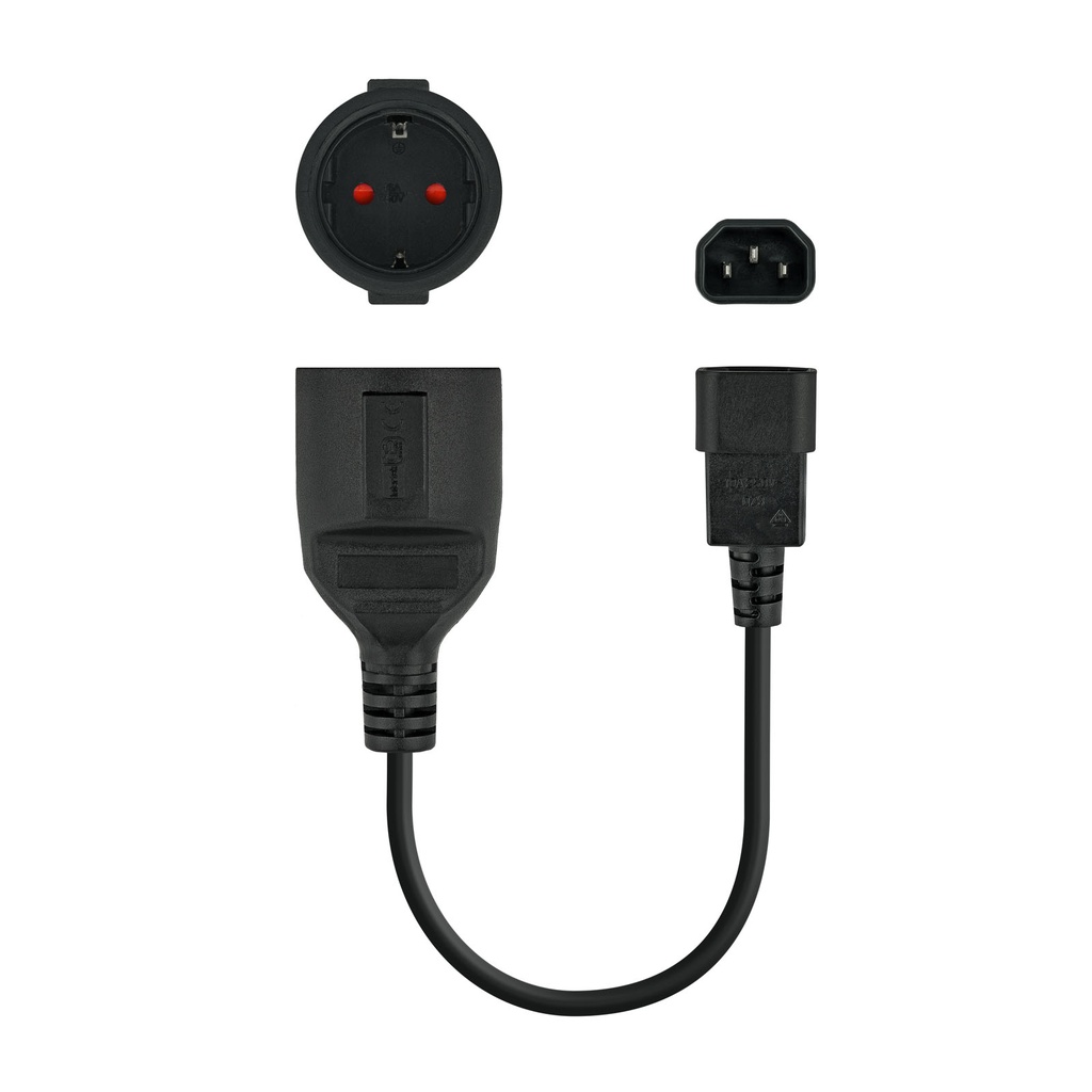 CABLE ADAPTADOR C14/M a CEE7/H, 25 CM