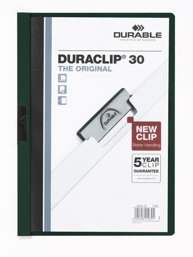 [220032] DURACLIP 30 A4 archivador PVC Negro, Verde, Transparente