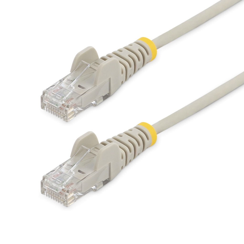 Cable Cat6 de 1m - Delgado - con Conectores RJ45 sin Enganches - Gris