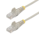Cable Cat6 de 1,5m - Delgado - con Conectores RJ45 sin Enganches - Gris