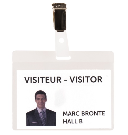 [200500] KIT 25 IDENTIFICADORES VISITA PVC TRANSPARENTE FLEXIBLE 82,5X103 MM - INCLUYE TARJETAS TARIFOLD 200500