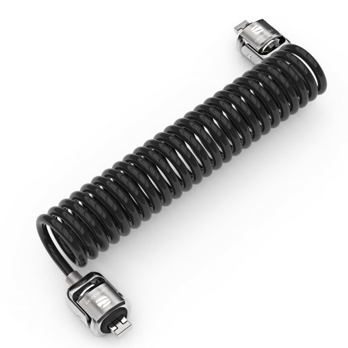 Dual Head Coiled Cable Keyed Lock cable antirrobo Negro