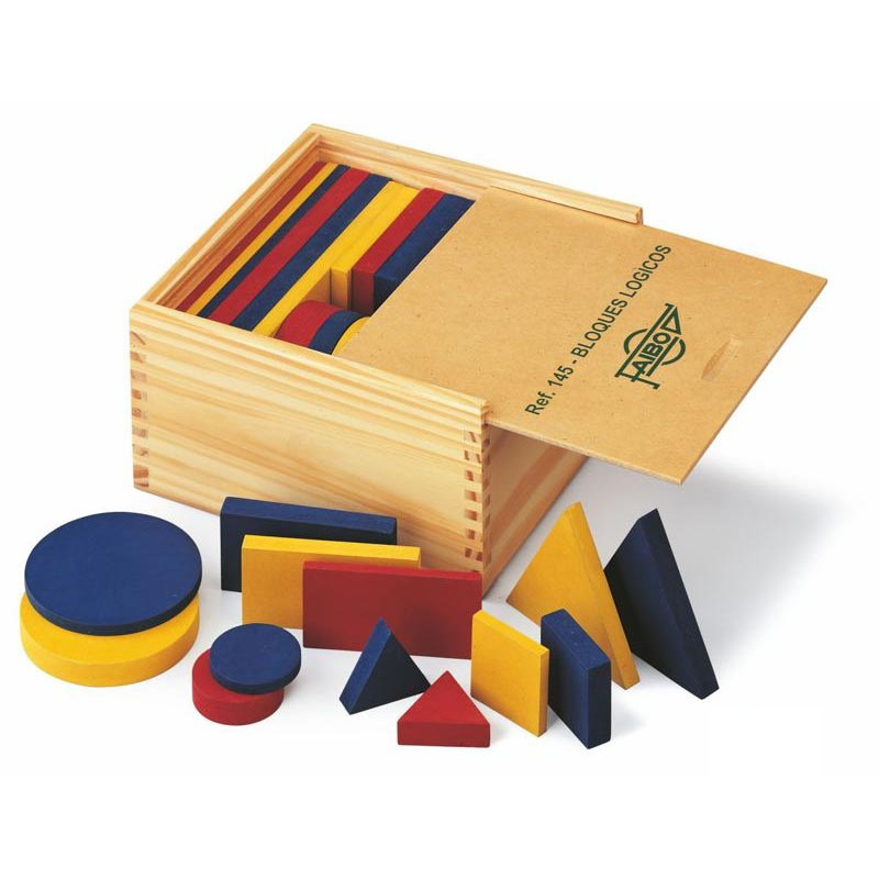 Conjunto bloques lógicos madera prensada