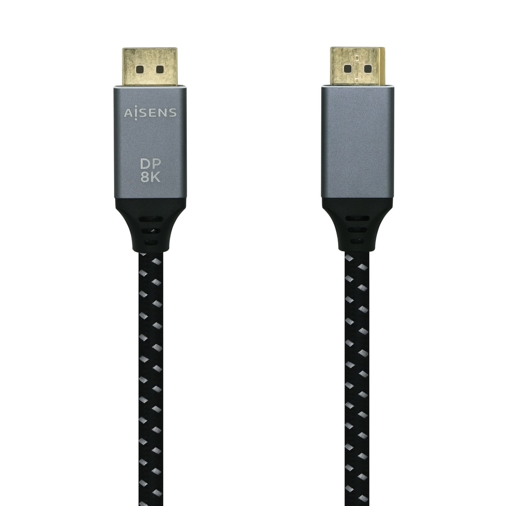 Cable Displayport V1.4 8k@60hz, DP/M-DP/M, Gris/Negro, 1.5m