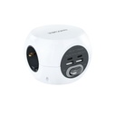 Base de 3 enchufes con 4 USB's (2 USB A + 2 USB-C), con interruptor