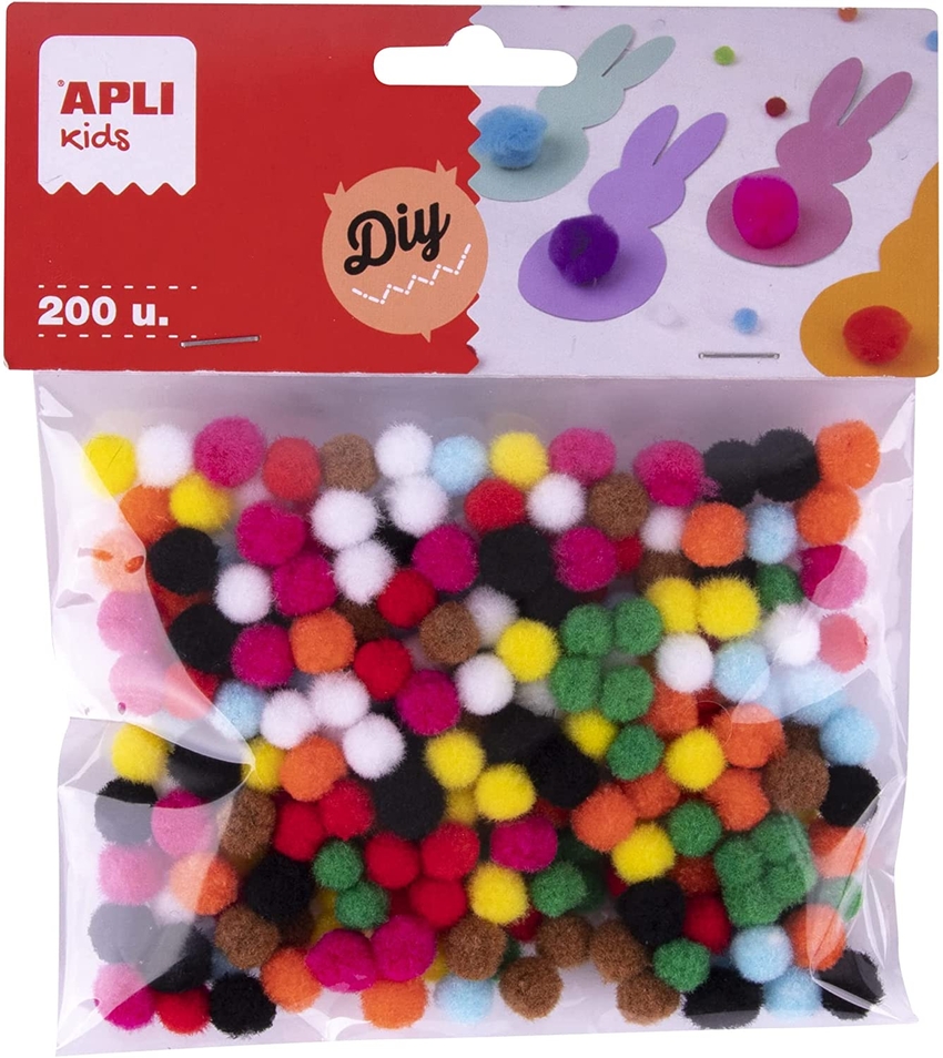 BOLSA POMPONES MINI SURTIDOS 200 UNIDADES