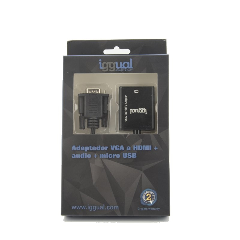 Adaptador VGA a HDMI + audio + microUSB