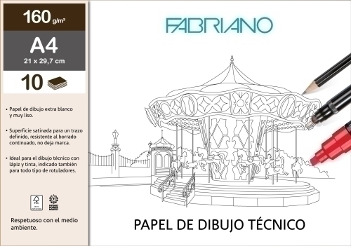 [F74233251] LAM.DIB.LINEAL FABRIANO A4 M-PK 10h LISO - Pack de 5 unidades