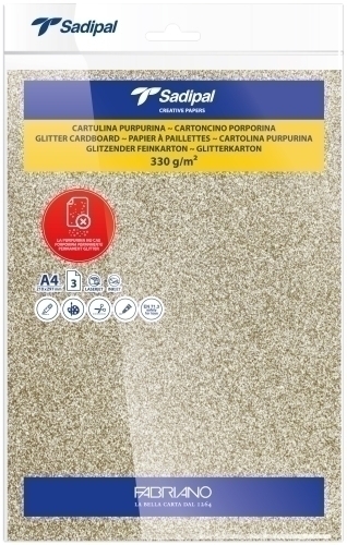 CARTULINA PURPUR.A4 SADIPAL ORO P/3