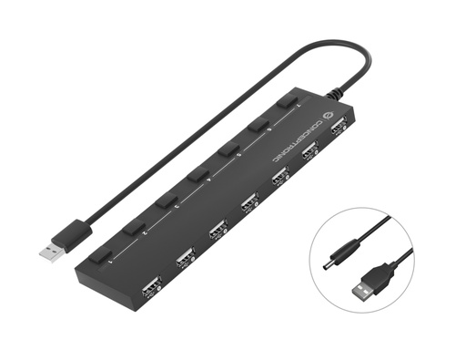 [HUBBIES08B] HUBBIES08B hub de interfaz USB 2.0 480 Mbit/s Negro
