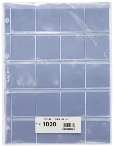 [102000] FUNDA para MONEDAS PARDO 20 ALOJAMIENTOS - Pack de 10 unidades