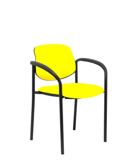 [27NSPAMCB] Silla fija Villalgordo similpiel amarillo chasis negro con brazos